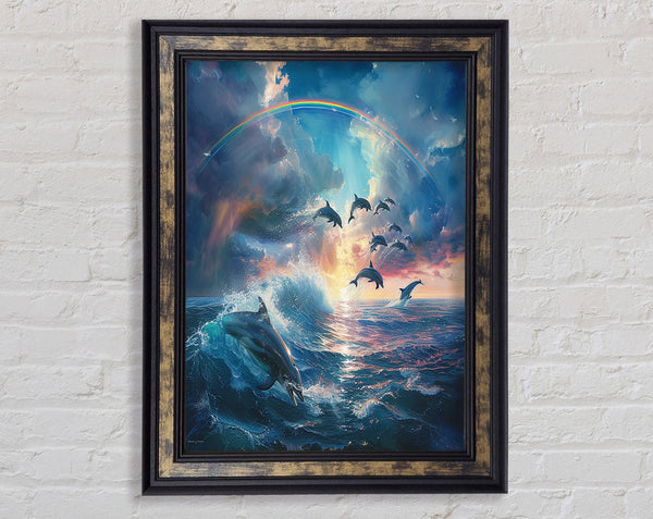 Dolphin Rainbow Framed Print