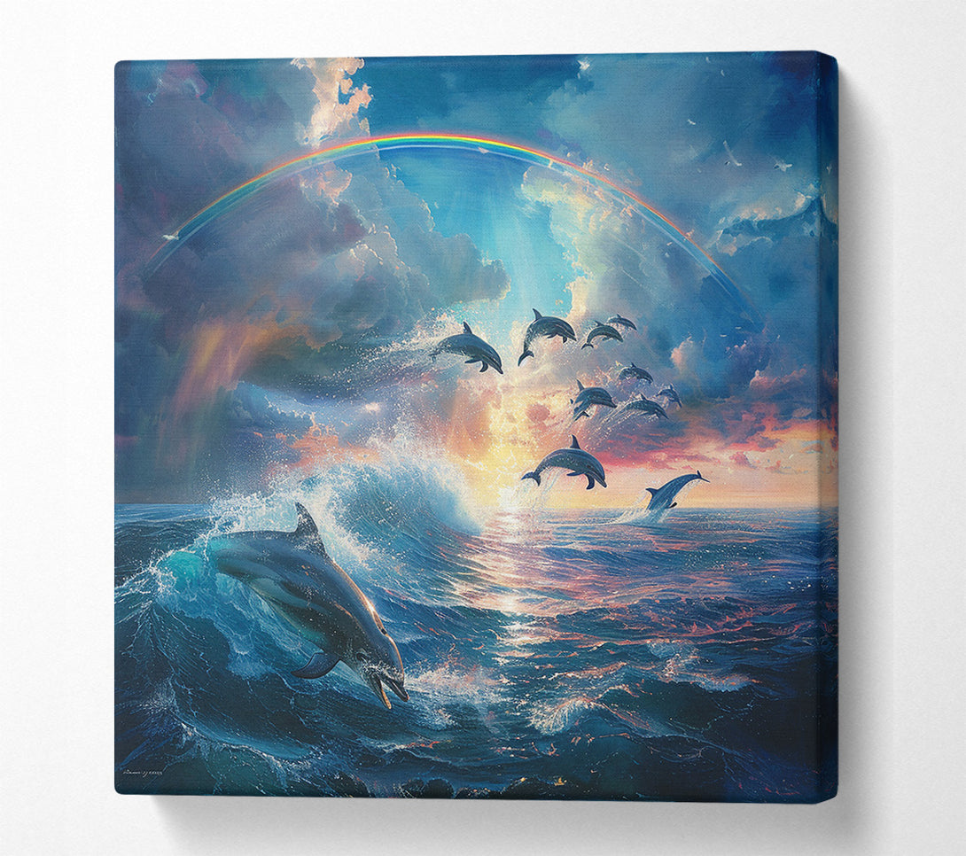  A Canvas Print of Dolphin Rainbow Canvas Print