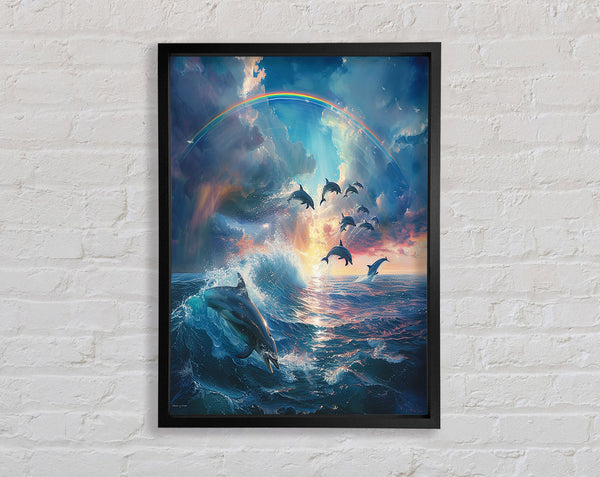Dolphin Rainbow Framed Print