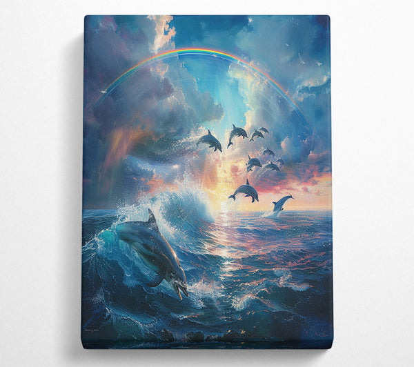  A Canvas Print of Dolphin Rainbow Canvas Print