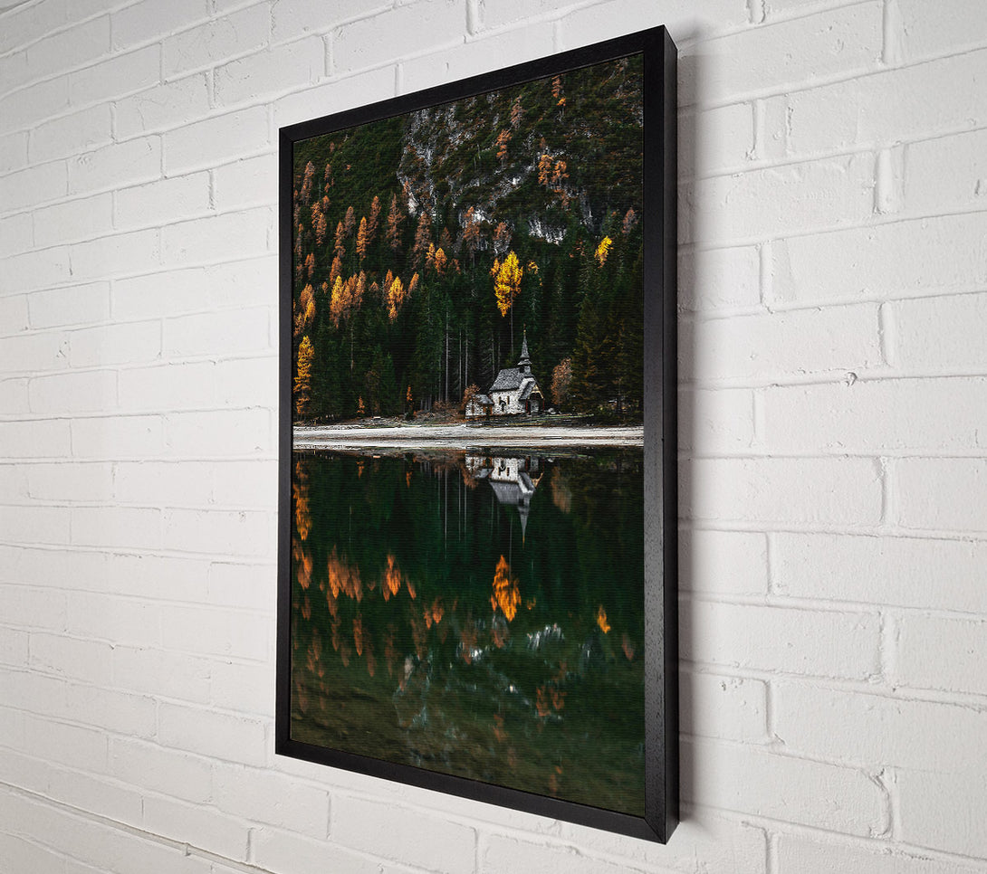 A Canvas Print of Golden Reflections On A Still Lake Canvas Print
