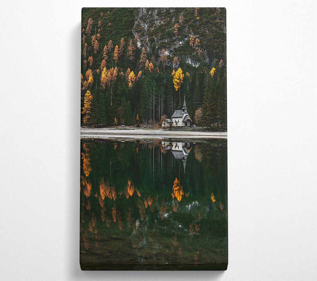  A Canvas Print of Golden Reflections On A Still Lake Canvas Print