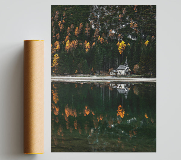 Golden Reflections On A Still Lake Print
