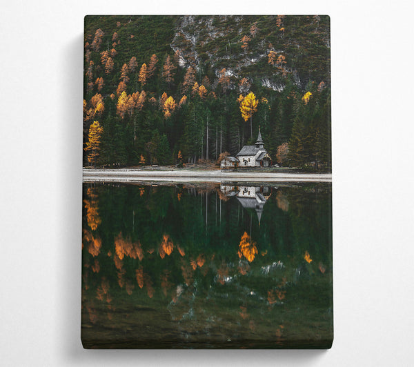  A Canvas Print of Golden Reflections On A Still Lake Canvas Print