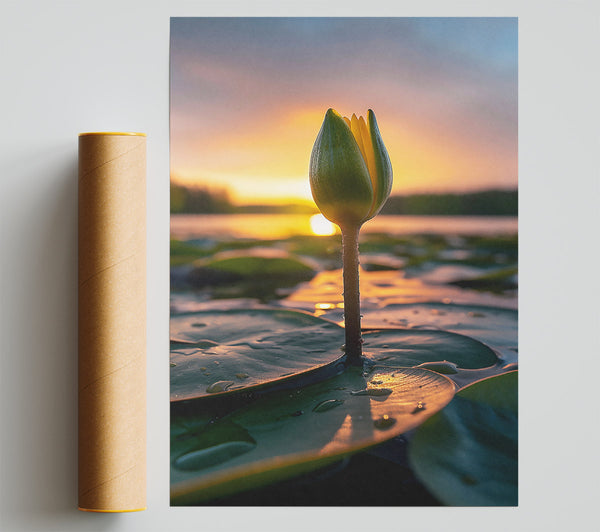 Golden Lily Bud Sunset Giclee Print