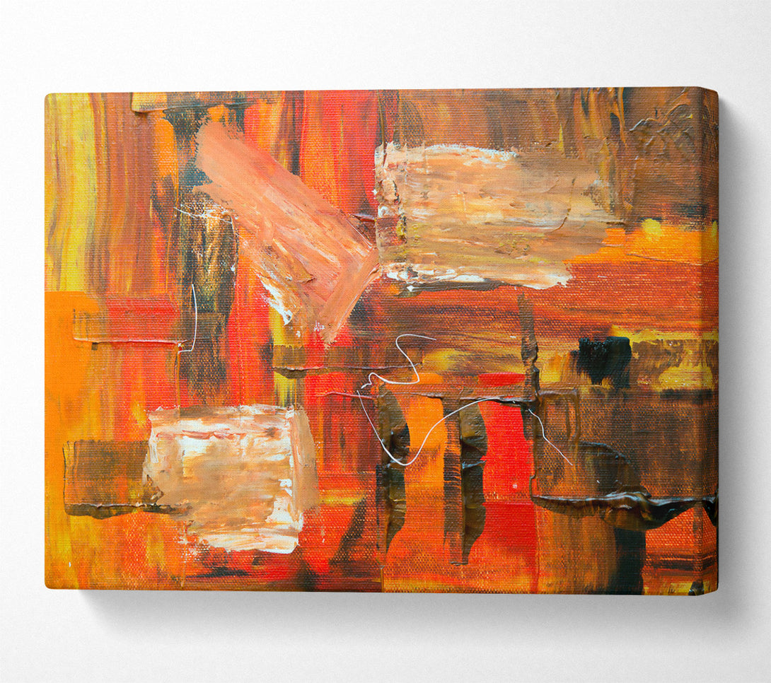  A Canvas Print of Orange Abstract Strokes Canvas Wall Art