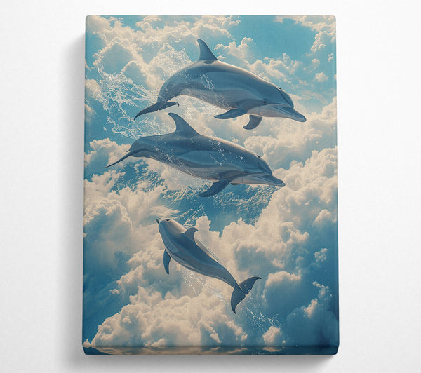  A Canvas Print of Dolphins In The Sky Canvas Art