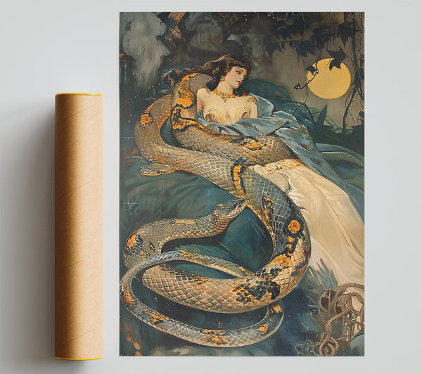 Golden Snake Embrace Poster