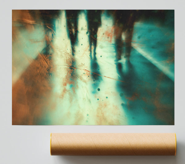 Teal And Shadowy Reflections Print