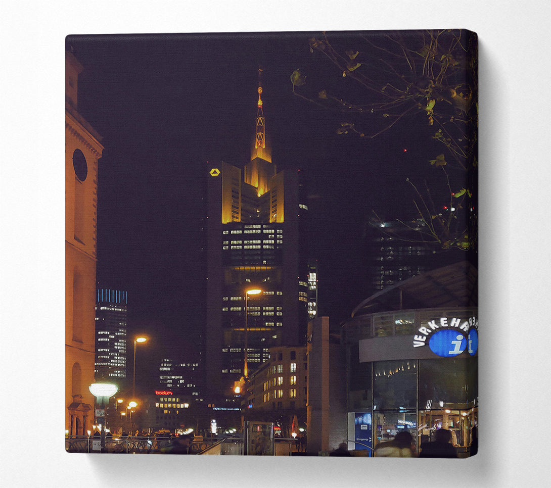  A Canvas Print of Golden Cityscape Night Canvas Art