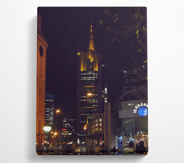  A Canvas Print of Golden Cityscape Night Canvas Art