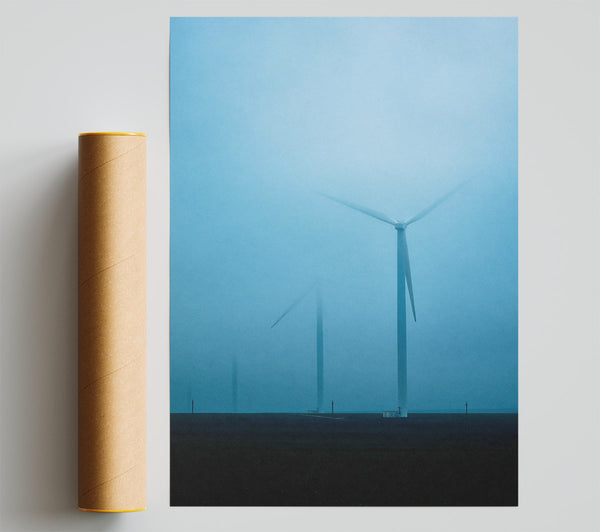 Blue Wind Turbines Giclee Print