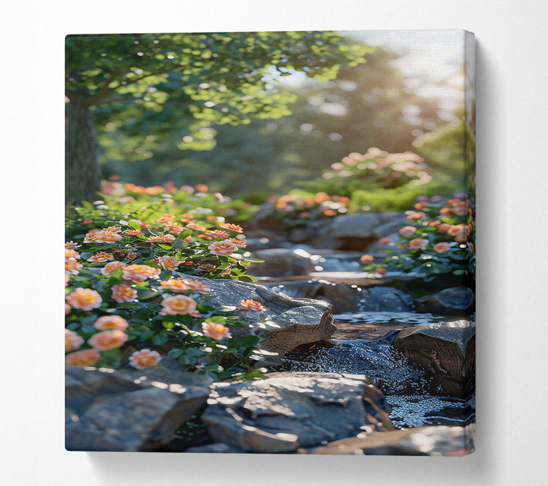  A Canvas Print of Peach Stream Serenity Canvas Art