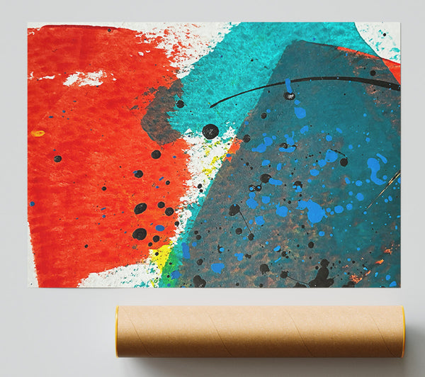 Teal Splashes And Swirls Poster