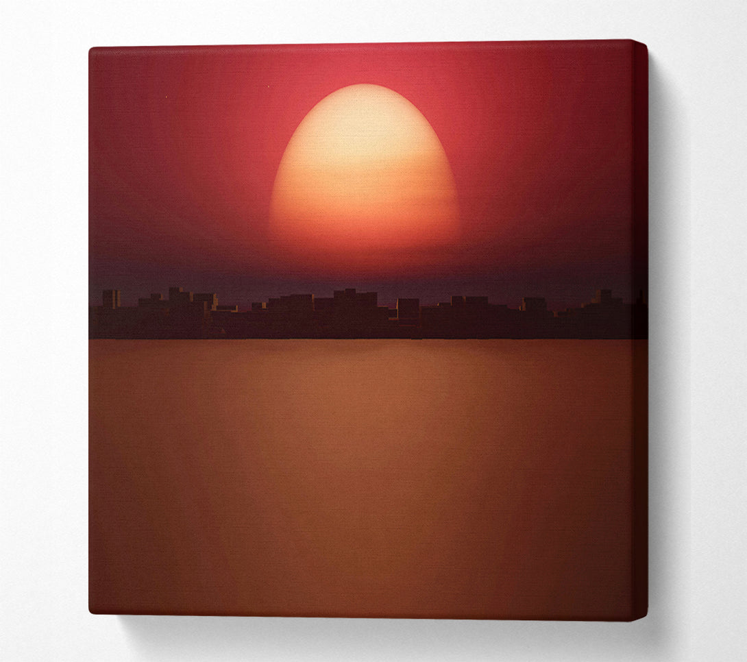  A Canvas Print of Crimson Cityscape Sunset Canvas Print