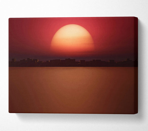  A Canvas Print of Crimson Cityscape Sunset Canvas Print