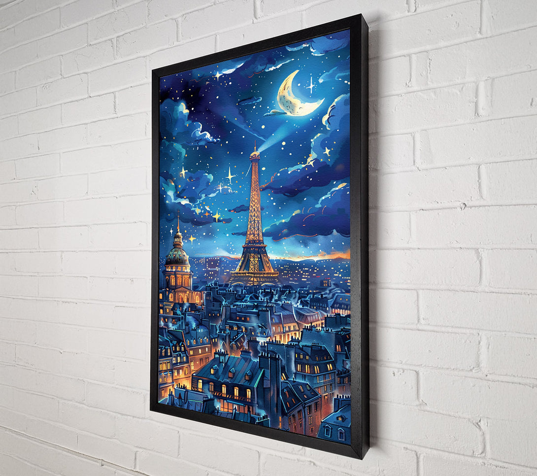  A Canvas Print of Blue Paris Night Sky Canvas Art
