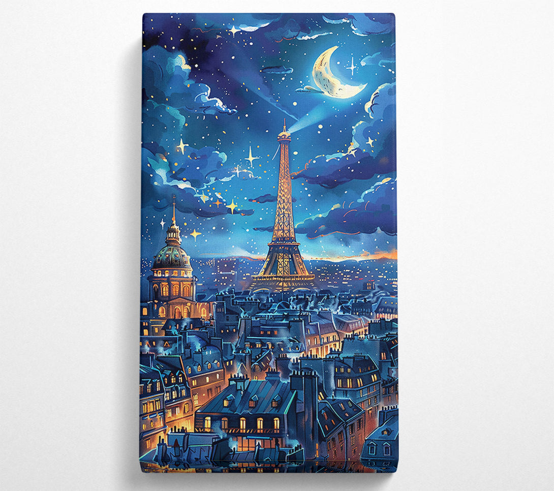  A Canvas Print of Blue Paris Night Sky Canvas Art