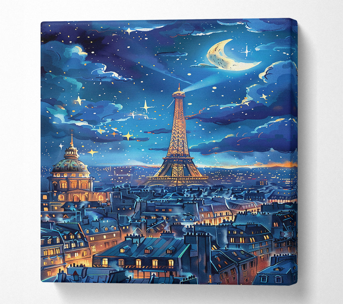  A Canvas Print of Blue Paris Night Sky Canvas Art
