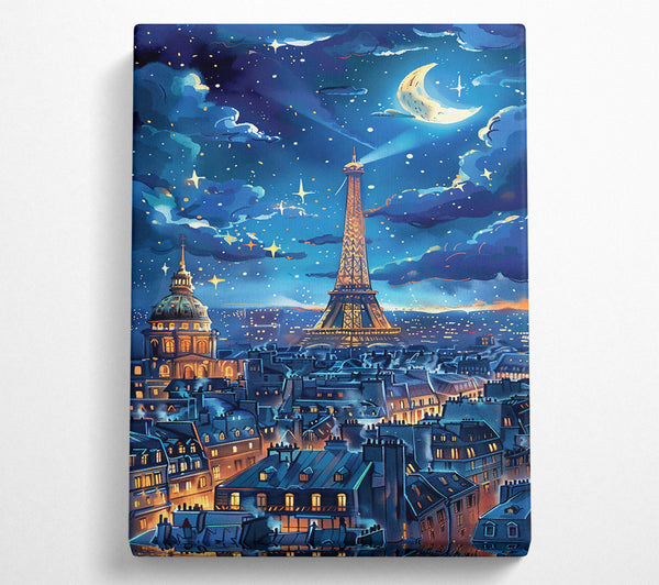  A Canvas Print of Blue Paris Night Sky Canvas Art