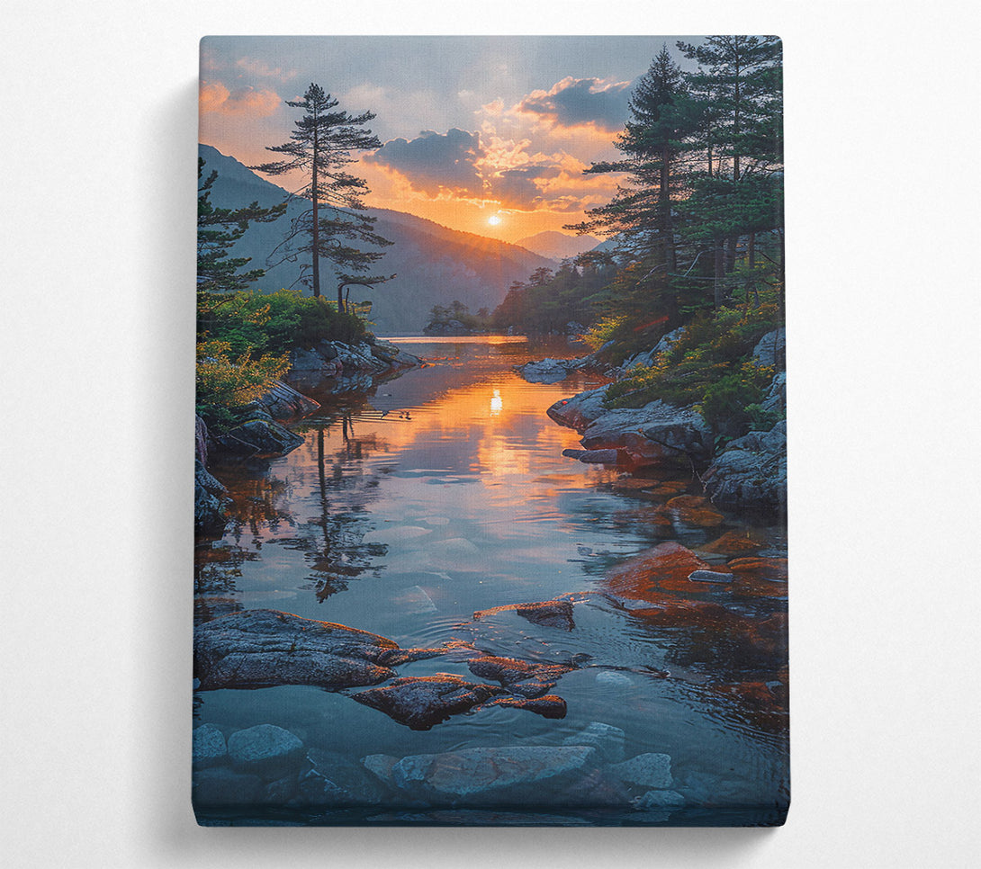  A Canvas Print of Golden Lake Serenity Canvas Print