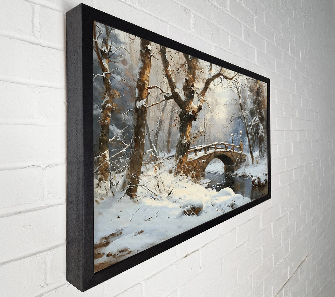  A Canvas Print of Golden Winter Bridge Canvas Wall Art