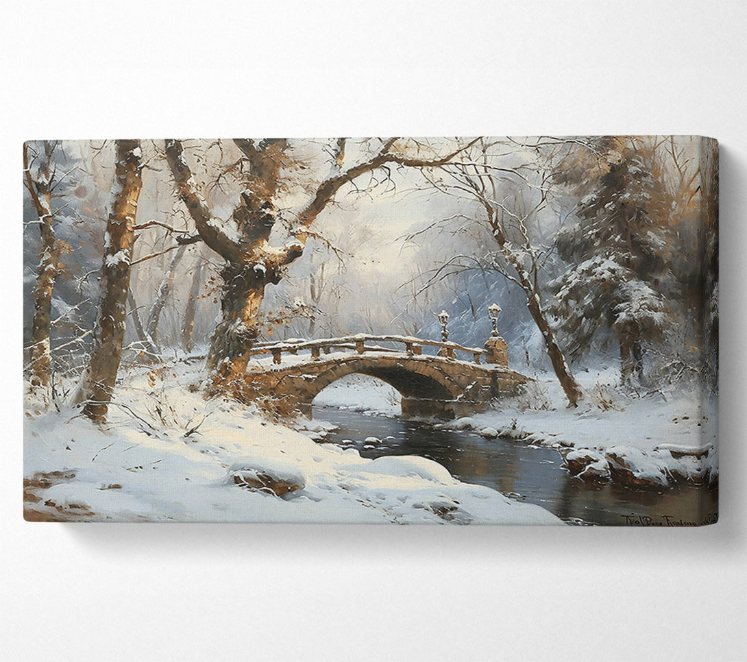 A Canvas Print of Golden Winter Bridge Canvas Wall Art