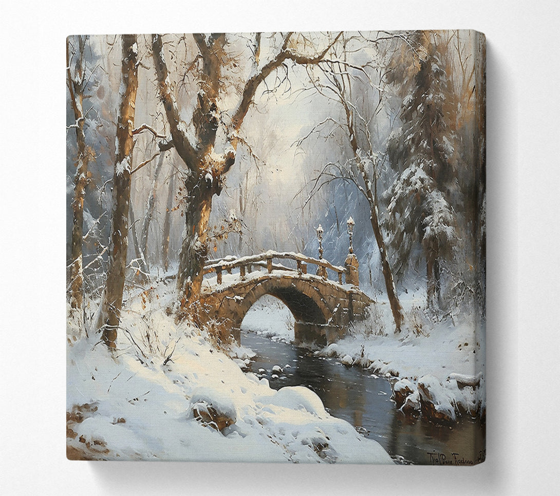  A Canvas Print of Golden Winter Bridge Canvas Wall Art