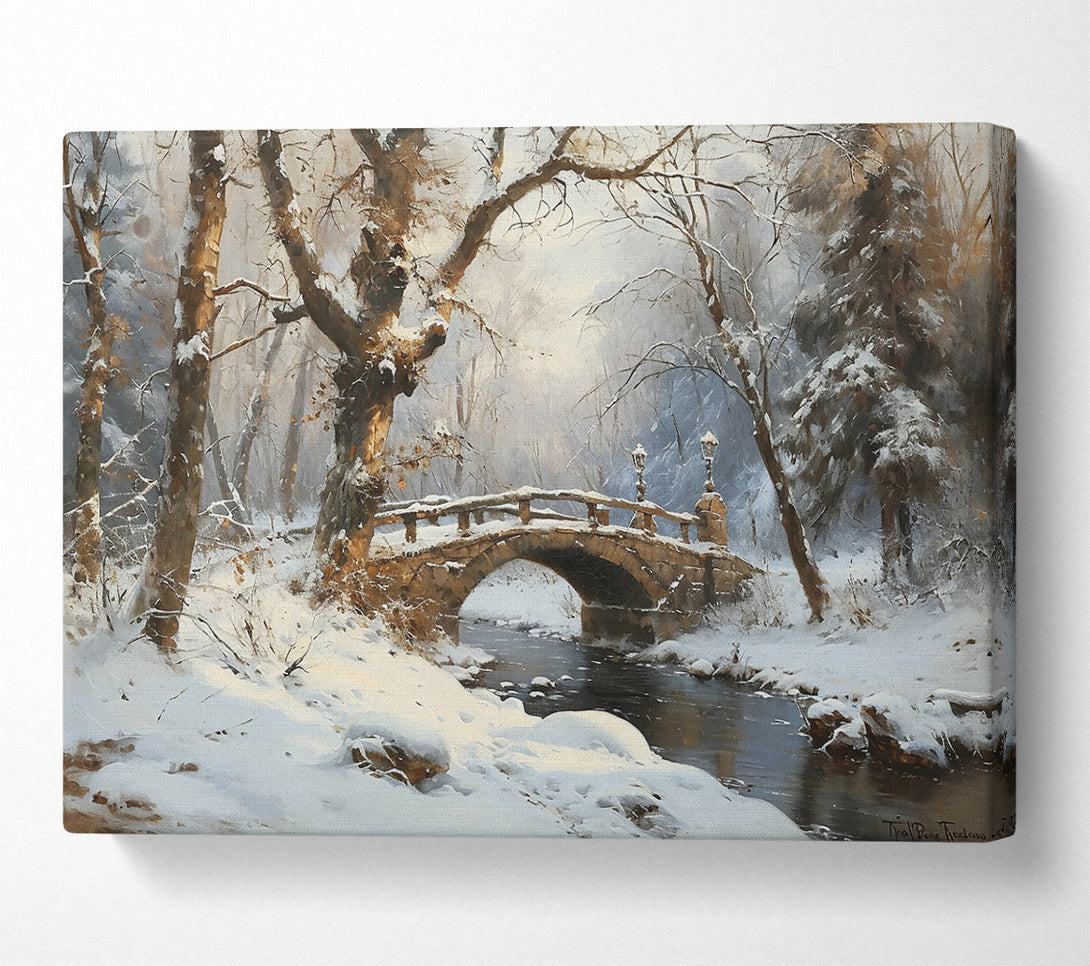  A Canvas Print of Golden Winter Bridge Canvas Wall Art