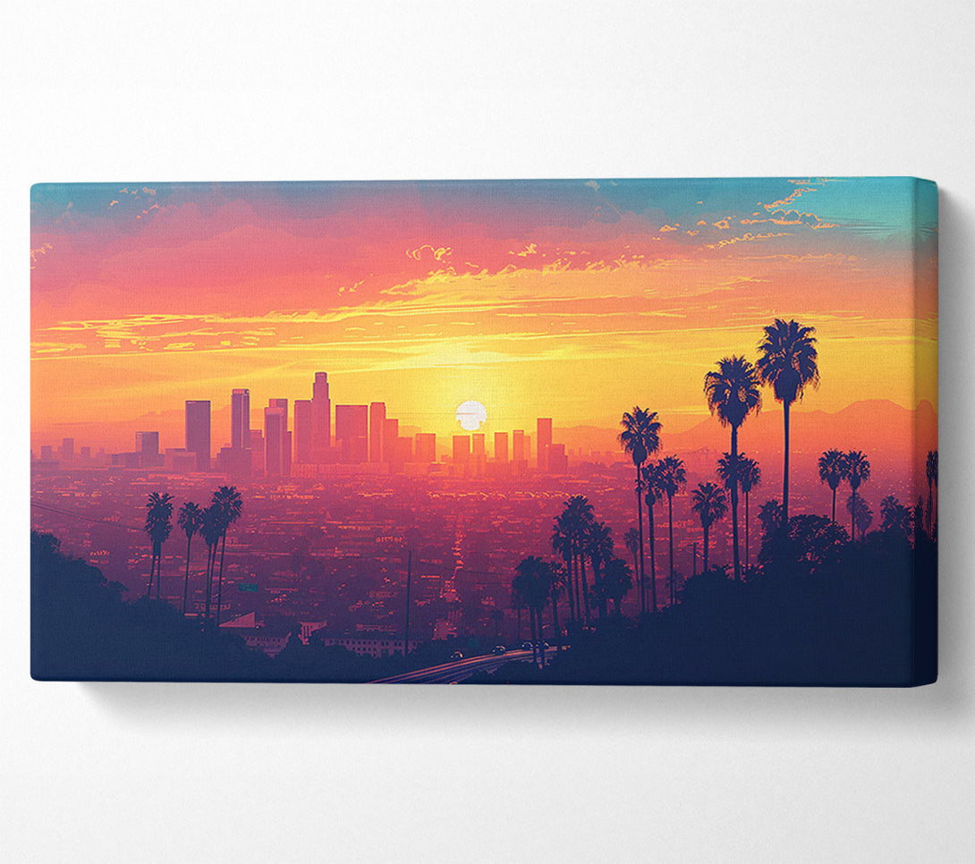  A Canvas Print of Downtown Sunset Canvas Wall Art