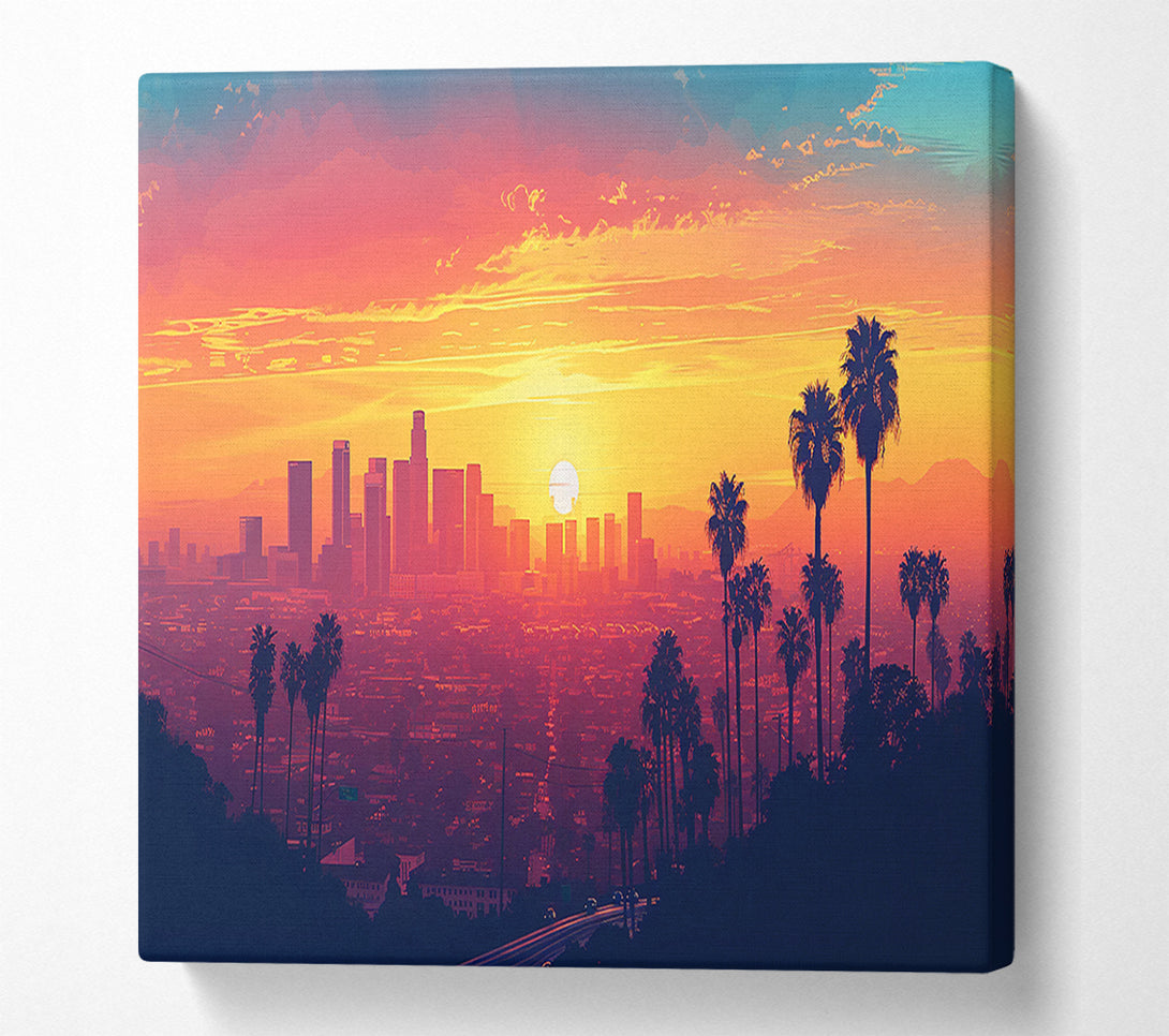  A Canvas Print of Downtown Sunset Canvas Wall Art
