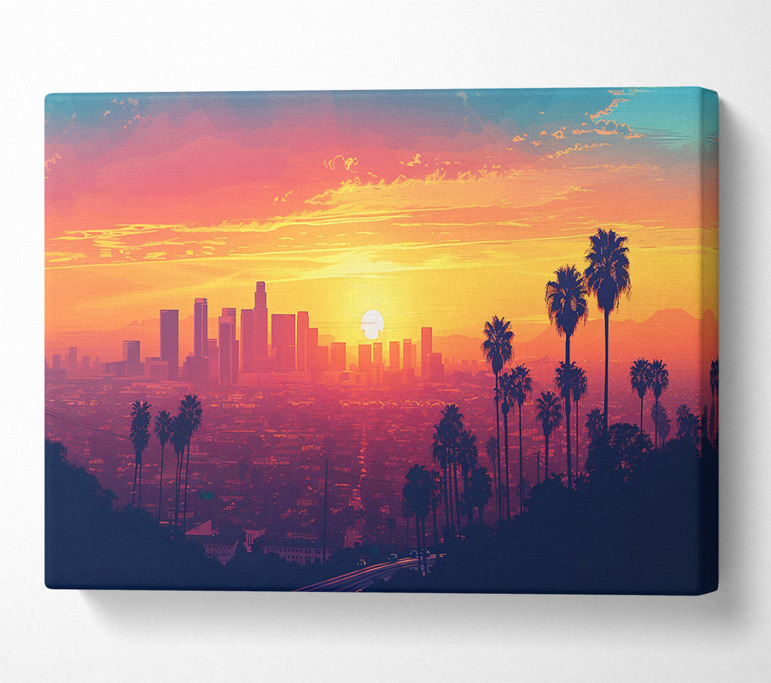  A Canvas Print of Downtown Sunset Canvas Wall Art