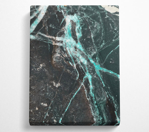  A Canvas Print of Teal Veins On Black Canvas Wall Art