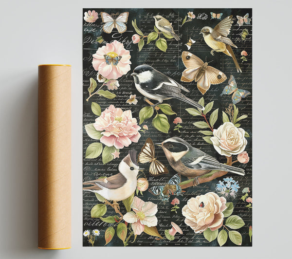 Black Floral Symphony Print