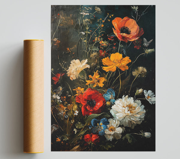 Crimson Floral Symphony Print