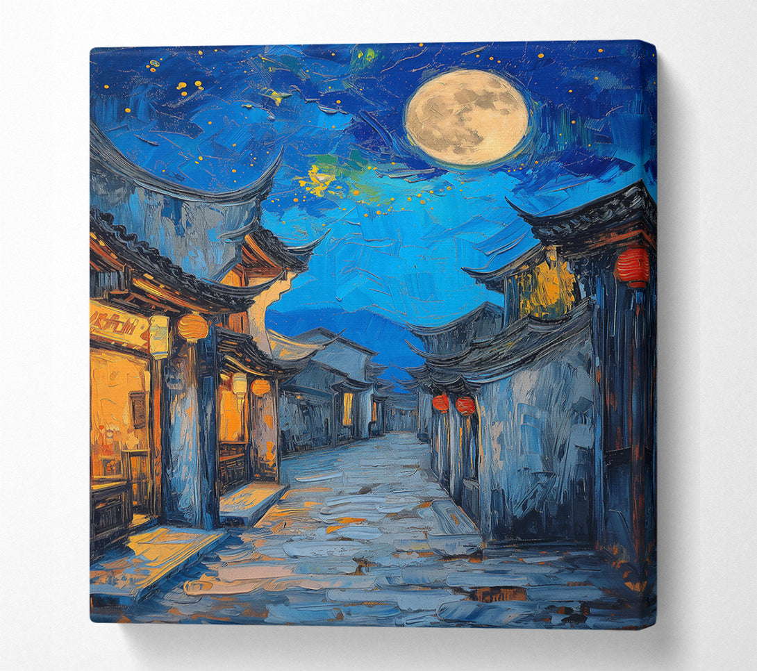  A Canvas Print of Azure Night Alleyway Canvas Print