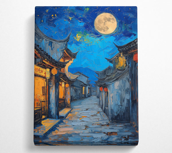  A Canvas Print of Azure Night Alleyway Canvas Print