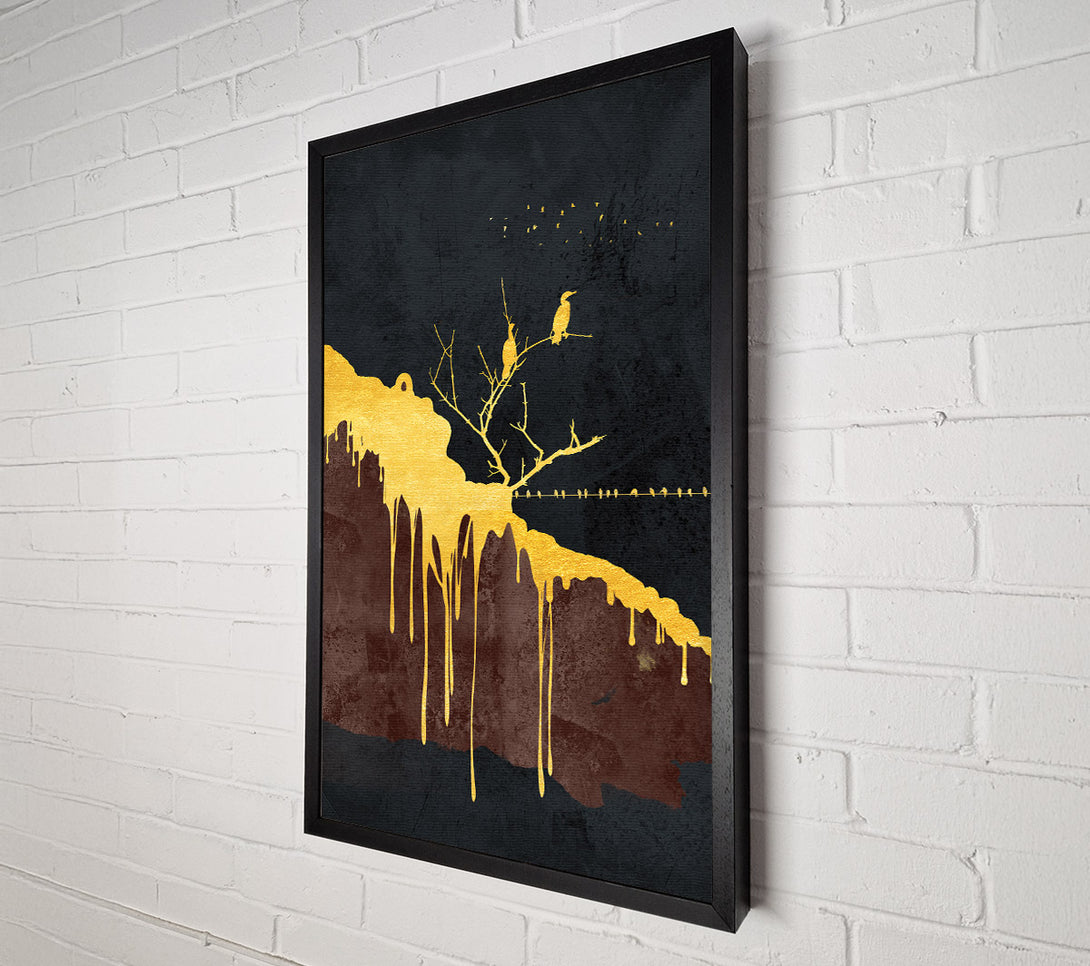  A Canvas Print of Dripping Gold Birds Canvas Wall Art