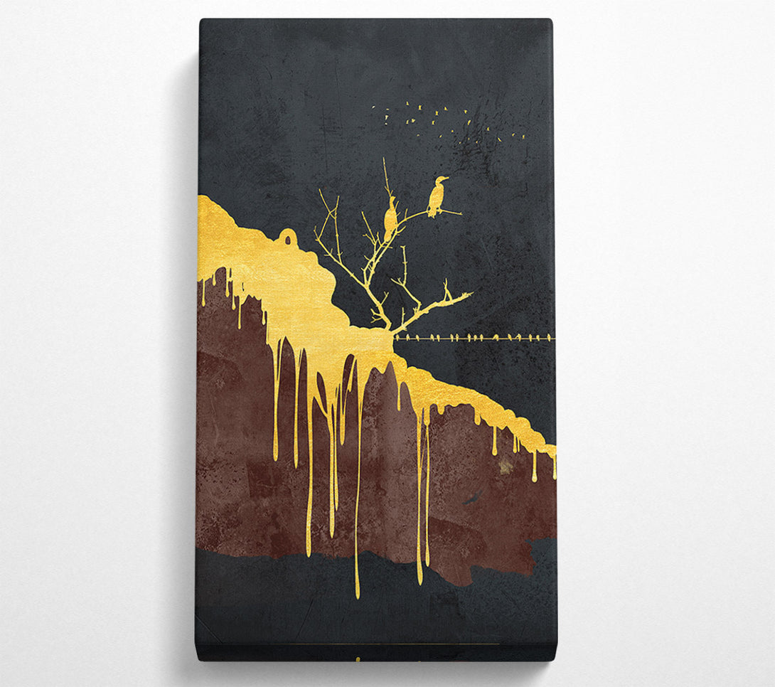  A Canvas Print of Dripping Gold Birds Canvas Wall Art