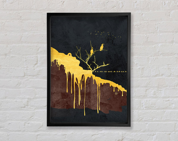 Dripping Gold Birds Framed Print