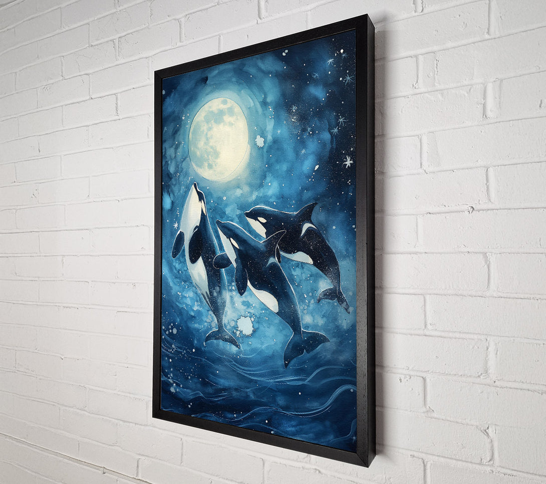  A Canvas Print of Blue Moon Orcas Canvas Print