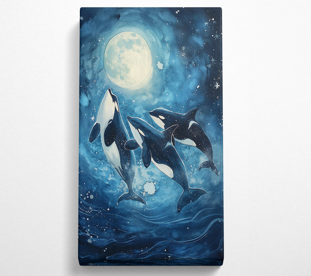  A Canvas Print of Blue Moon Orcas Canvas Print