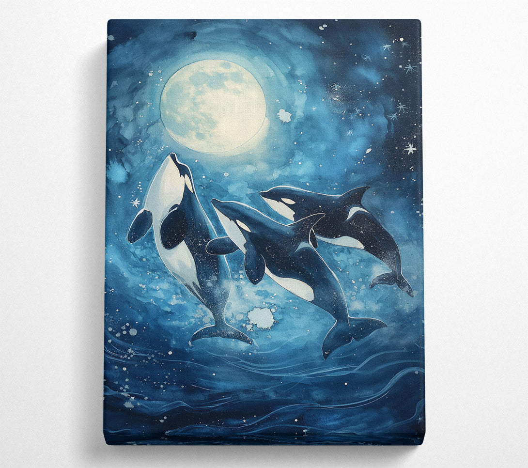  A Canvas Print of Blue Moon Orcas Canvas Print