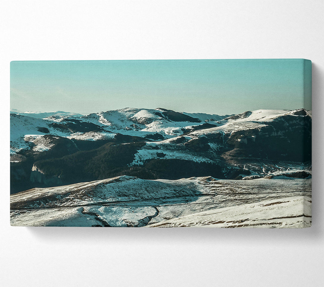  A Canvas Print of Teal Mountain Range Canvas Art