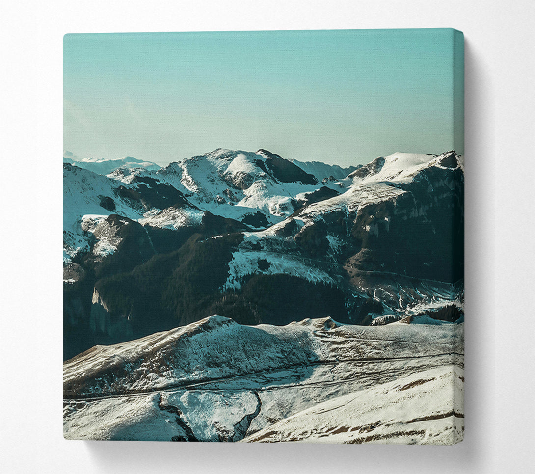  A Canvas Print of Teal Mountain Range Canvas Art