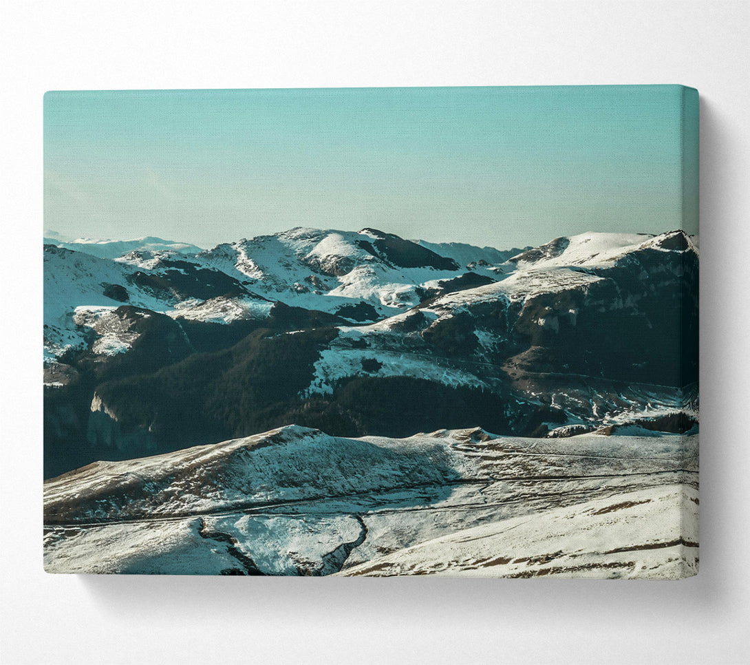  A Canvas Print of Teal Mountain Range Canvas Art