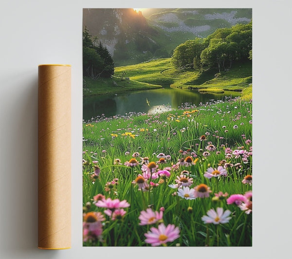 Pink Meadow Lake Print