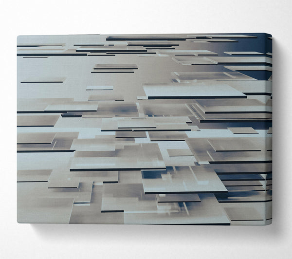  A Canvas Print of Blue Geometric Layers Canvas Wall Art