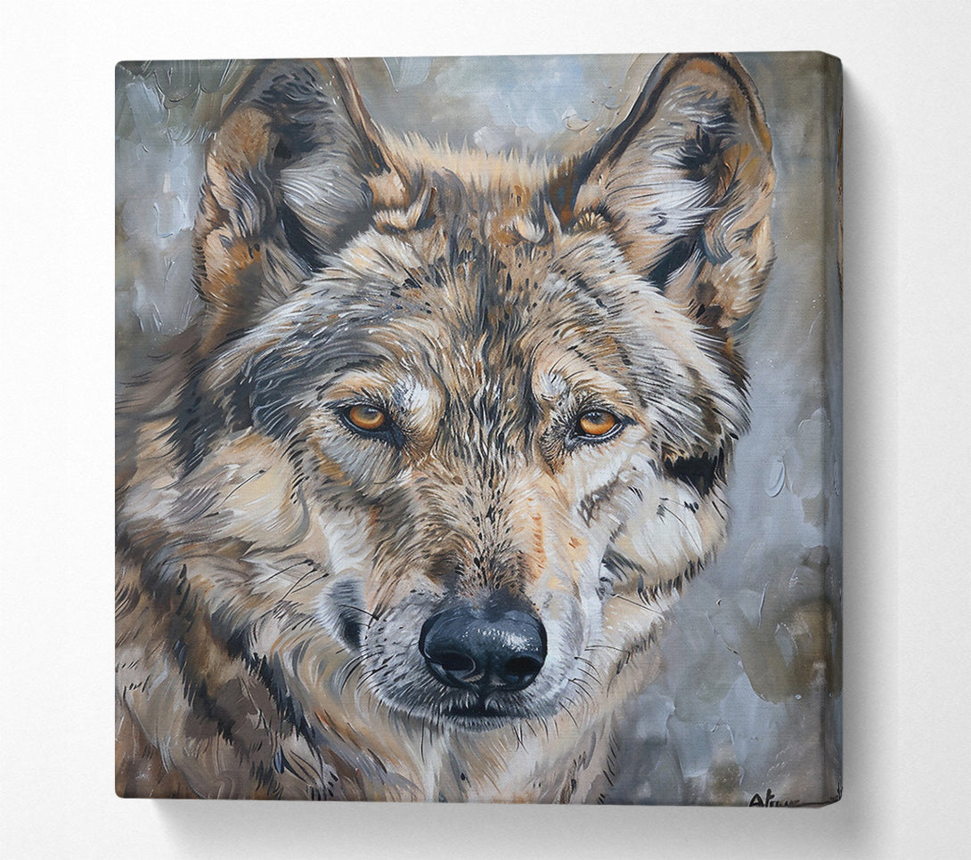  A Canvas Print of Golden Wolf Portrait Canvas Wall Art