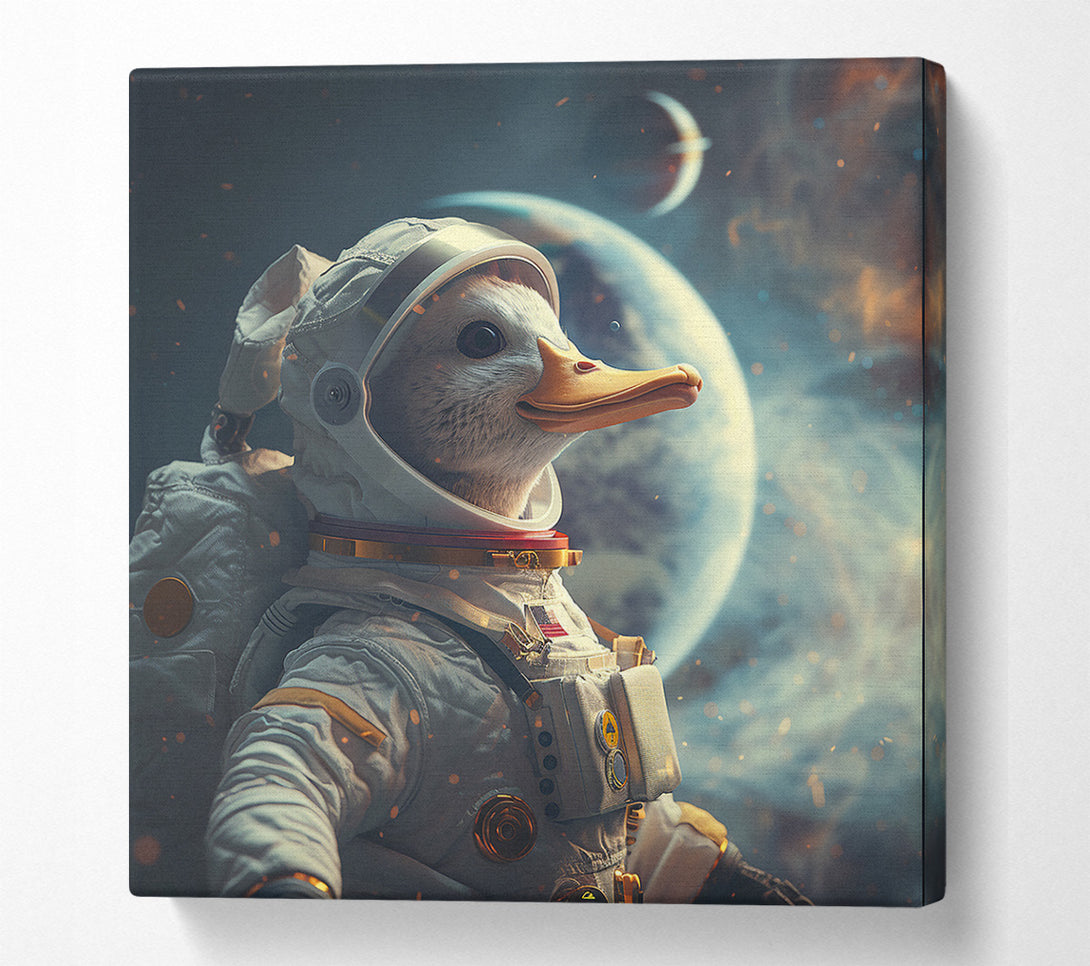  A Canvas Print of Duck In Space Canvas Print